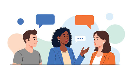 Fototapeta premium Flat design people communication icons. Includes dialogue, conversation, discussion, and chat symbols. Created in modern style with pastel color palette.
