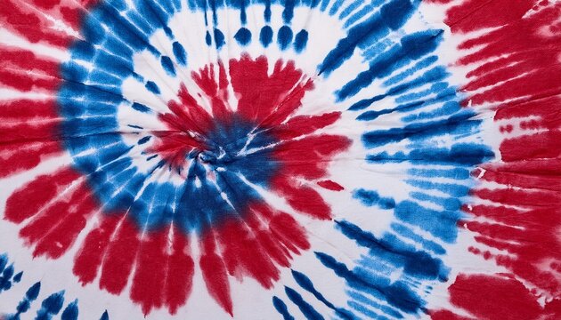 tie dye fabric with red and blue patterns on white background