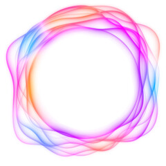 Vibrant fluid light trail ring design element on transparent backdrop