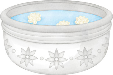 watercolor thai silver bowl flower