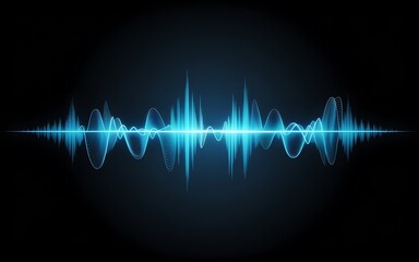 Fototapeta premium Glowing blue sound wave on dark background