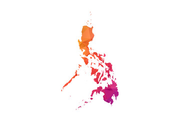 Obraz premium Philippines Map - Polygon Style Vector Illustration in Orange and Pink Gradient, Low Poly Geometric Design, Isolated on White Background for Infographics and Education.