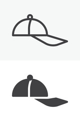 Fototapeta premium Baseball cap icon in line outline and solid style. Editable stroke vector sign and symbol. Cap icon set for sport fashion and casual clothing.