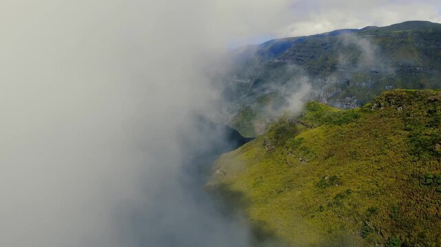 Drone shot above Levada do Alecrim, Madeira
