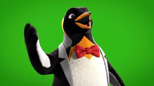 Penguin in Tuxedo Waving