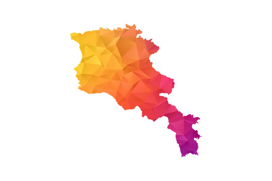 Armenia Map - Polygon Style Vector Illustration in Orange and Pink Gradient, Low Poly Geometric Design, Isolated on White Background for Infographics and Education.