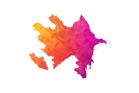 Azerbaijan Map - Polygon Style Vector Illustration in Orange and Pink Gradient, Low Poly Geometric Design, Isolated on White Background for Infographics and Education.