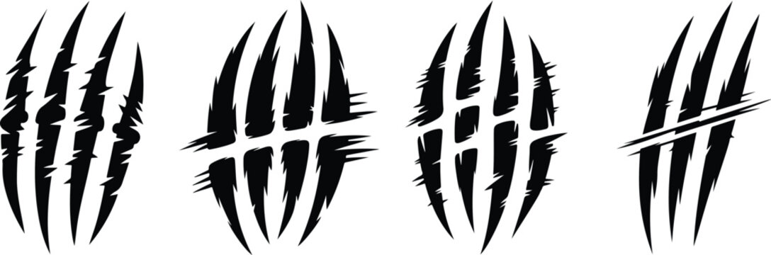 Claw Scratch Marks Set Isolated on White
