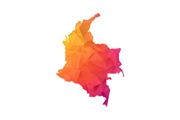 Colombia Map - Polygon Style Vector Illustration in Orange and Pink Gradient, Low Poly Geometric Design, Isolated on White Background for Infographics and Education.