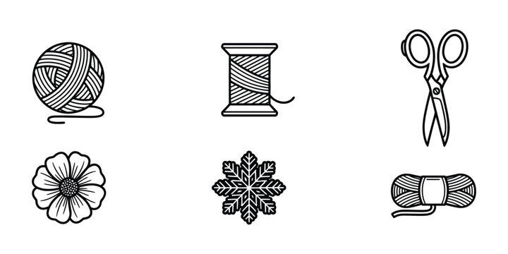 Sewing notions and embellishments illustration icon.