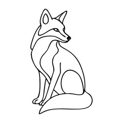 Dibujo con línea continua de un zorro sentado  © teracreonte
