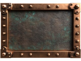 Obraz premium Copper and leather textured frame with rivets and patina