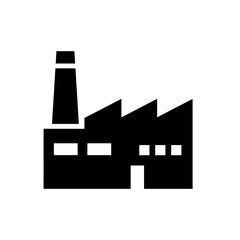 Fototapeta premium Factory building icon, industrial plant with chimney, manufacturing symbol