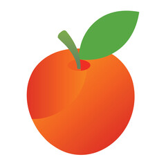 Fresh Red Apple Flat Vector Icon