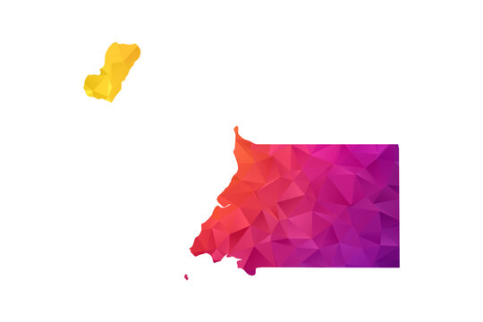 Equatorial Guinea Map - Polygon Style Vector Illustration in Orange and Pink Gradient, Low Poly Geometric Design, Isolated on White Background for Infographics and Education.