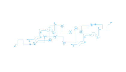 Obraz premium Futuristic digital circuit board pattern, blue electronic motherboard lines on white background, high-tech network connection data flow graphic