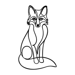 Dibujo con línea continua de un zorro sentado  © teracreonte