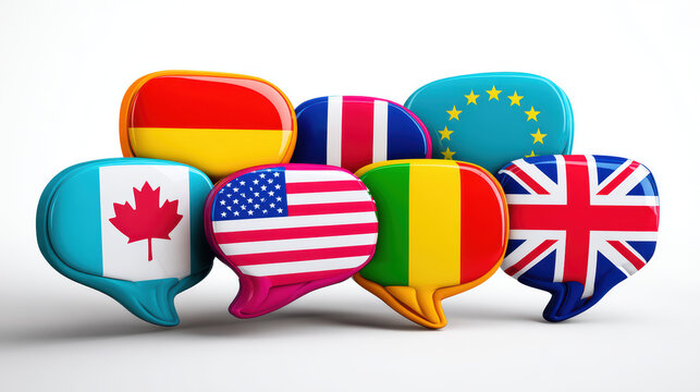 colorful speech bubbles for language learning concept