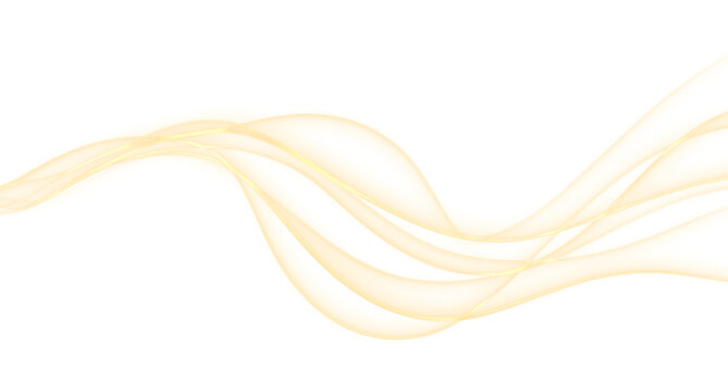 Abstract golden yellow wavy lines isolated on transparent background