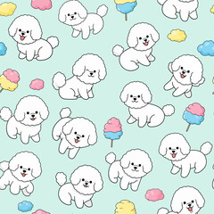 Obraz premium White Cartoon Dogs Pattern Background.