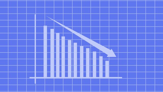 Descending bar chart with downward arrow graph animation