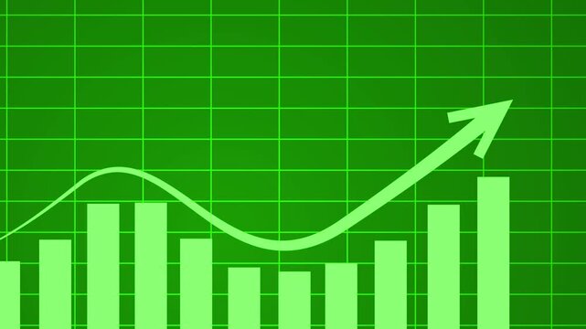 Business graph bar chart with upward trend animation