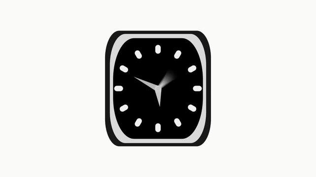 Minimal square analog clock isolated animation, Counting down square clock isolated
