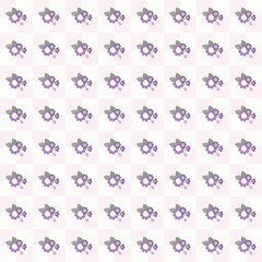 Seamless Pastel Floral Pattern on Purple and White Gingham Background for Textile and Wallpaper Design