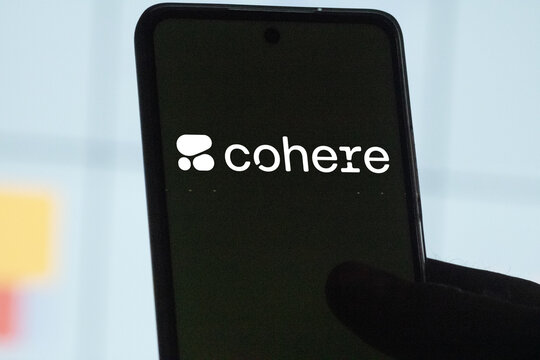 Cohere logo on a black screen.