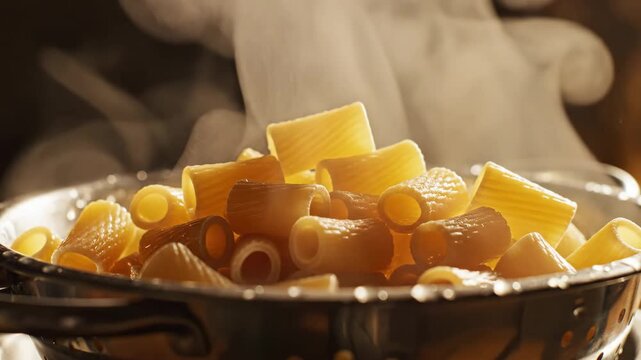 Steaming Rigatoni - A Culinary Delight in Motion.