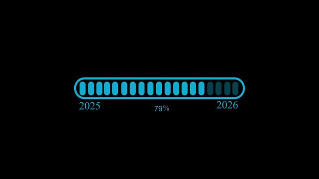 Segmented progress bar showing from 2025 to 2026 animation