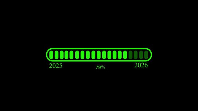 Segmented progress bar showing from 2025 to 2026 animation