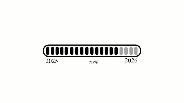 Segmented progress bar showing from 2025 to 2026 animation