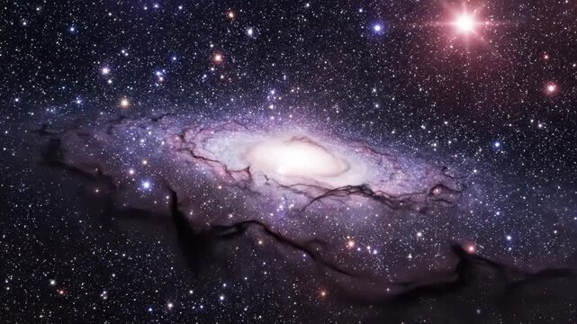 A stunning galaxy with stars and nebulae in the vastness of outer space with numerous celestial objects visible