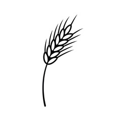 Naklejka premium Simple black and white illustration of a wheat stalk with flowing grain