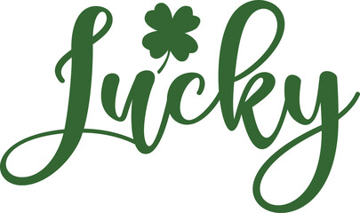 Lucky St Patricks Day typography design on plain white transparent isolated background for card, shirt, hoodie, sweatshirt, apparel, tag, mug, icon, poster or badge © AllYearRoundDesigns