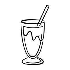 Dibujo con línea continua de un vaso de batido con pajita  © teracreonte