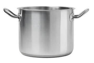 Stainless steel pot with two handles isolated on white background