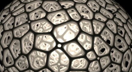Abstract 3d rendered sphere with organic cellular structure on dark background for technology design