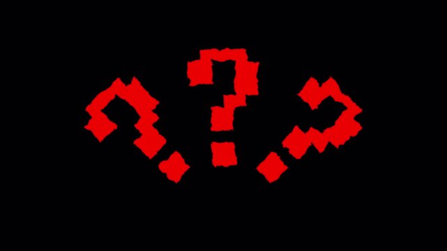 Question mark sign animation on a transparent background, questions asking doubts confusing problems, Neon Colorful Glowing question Marks icon in 4k.