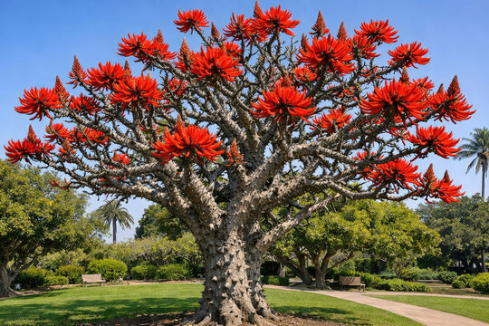 erythrina caffra flowers in full bloom