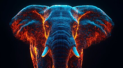 Futuristic hologram elephant glowing bright lights high resolution picture