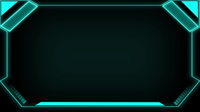 Futuristic Neon Blue Geometric Frame on Dark animated Background abstract border