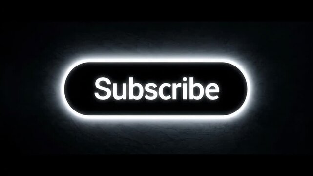 Essential Call to Action: Glowing white Subscribe button graphic on a black background, perfect for YouTube overlays and digital marketing.