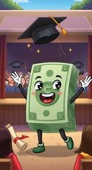 卒業式のお祝い！躍動感あふれるイラスト