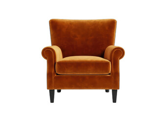 Stunning burnt orange velvet armchair with sleek black legs