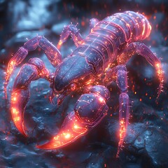 Futuristic holographic scorpion glowing on street high resolution picture