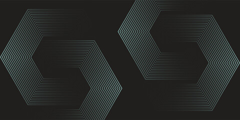 Dynamic turquoise neon hexagonal lines form a striking geometric pattern on a black background, evoking modern technology, futuristic design, and digital aesthetics © sukron