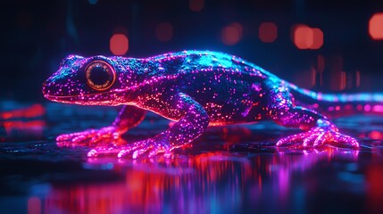 Futuristic glowing amphibian shining bright neon high resolution picture