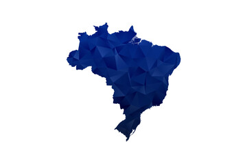 Fototapeta premium Brazil Map - Polygon Style Vector Illustration in Dark Blue Gradient, Low Poly Geometric Design, Isolated on White Background for Infographics and Education.